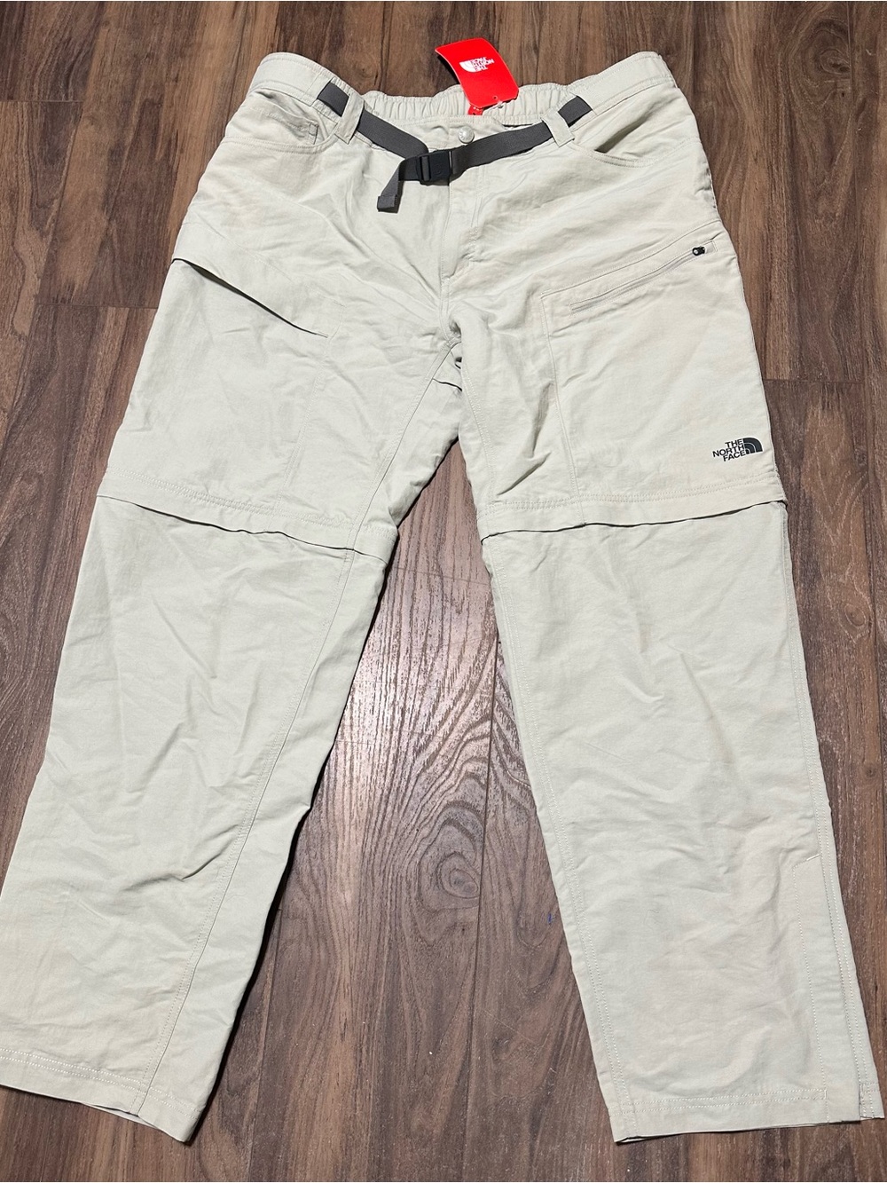 Men's XL North Face Paramount Trail Convertible Pants NWT Dune Beige Belted New